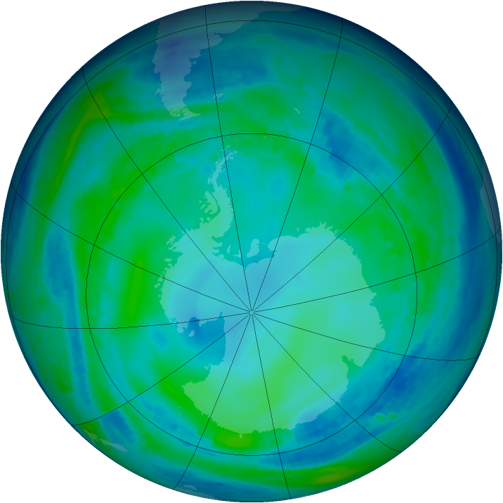 Antarctic ozone map for 18 May 1993